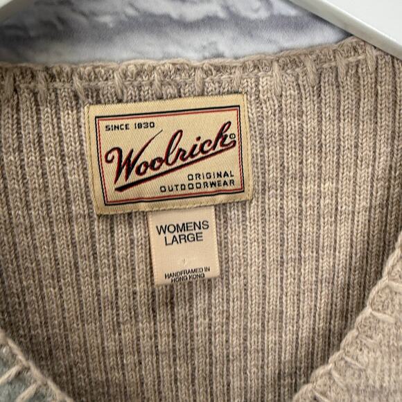Vintage Woolrich Patchwork Winter Concept Vest Womens L Wool Beige Blue Owl Snow - Picture 3 of 6